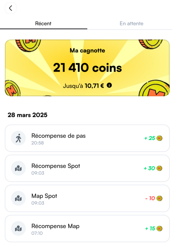 Exemple de cagnotte et récompenses Macadam